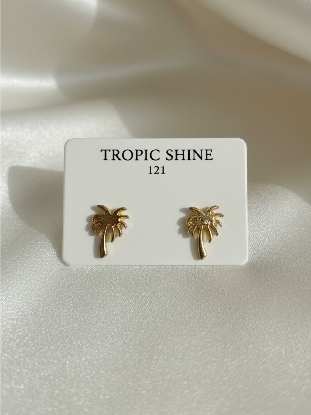 Gold Palm Tree Stud Earrings Tropical Beach Vacation Jewelry